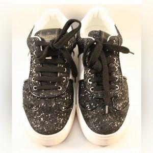 Valentino Black Leather Rockstud Glitter Fashion Sneakers Womens Size EUR 36M